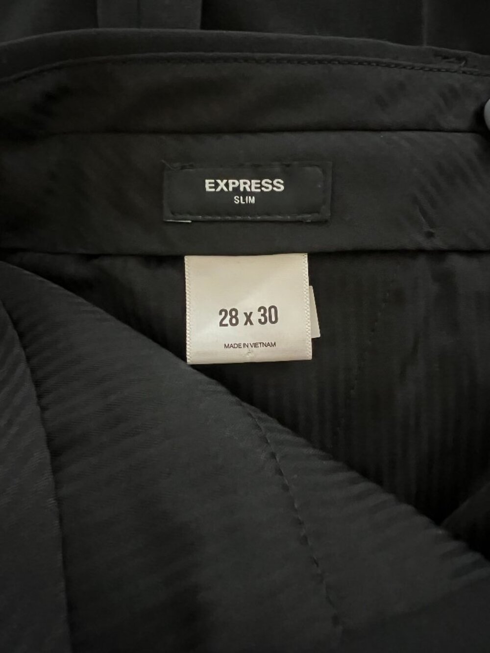 Express Mens slim black dress pants 28x30, like new